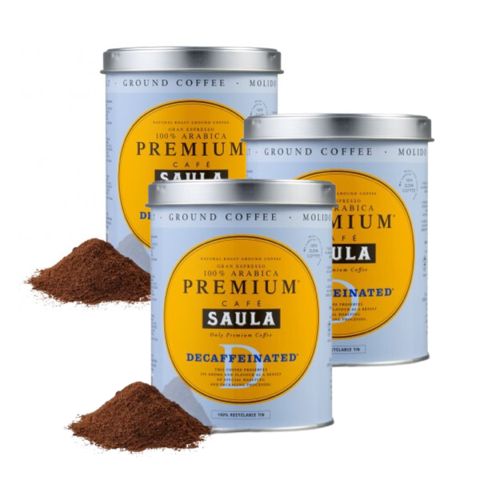 Pack 2+1 Café Molido Gran Espresso Premium Descafeinado Lata 250g Saula