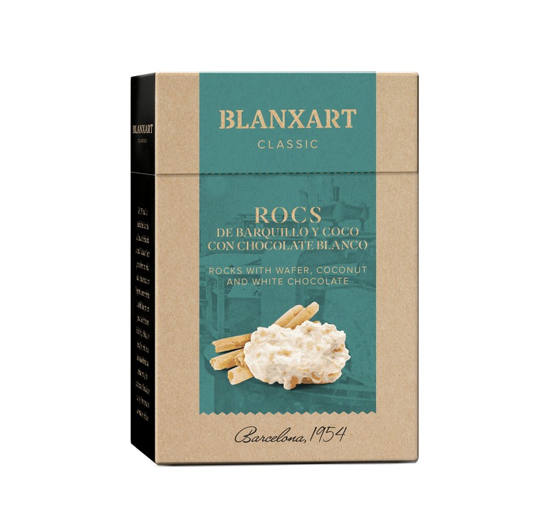 Rocs Barquillo y coco con chocolate blanco 100g Blanxart