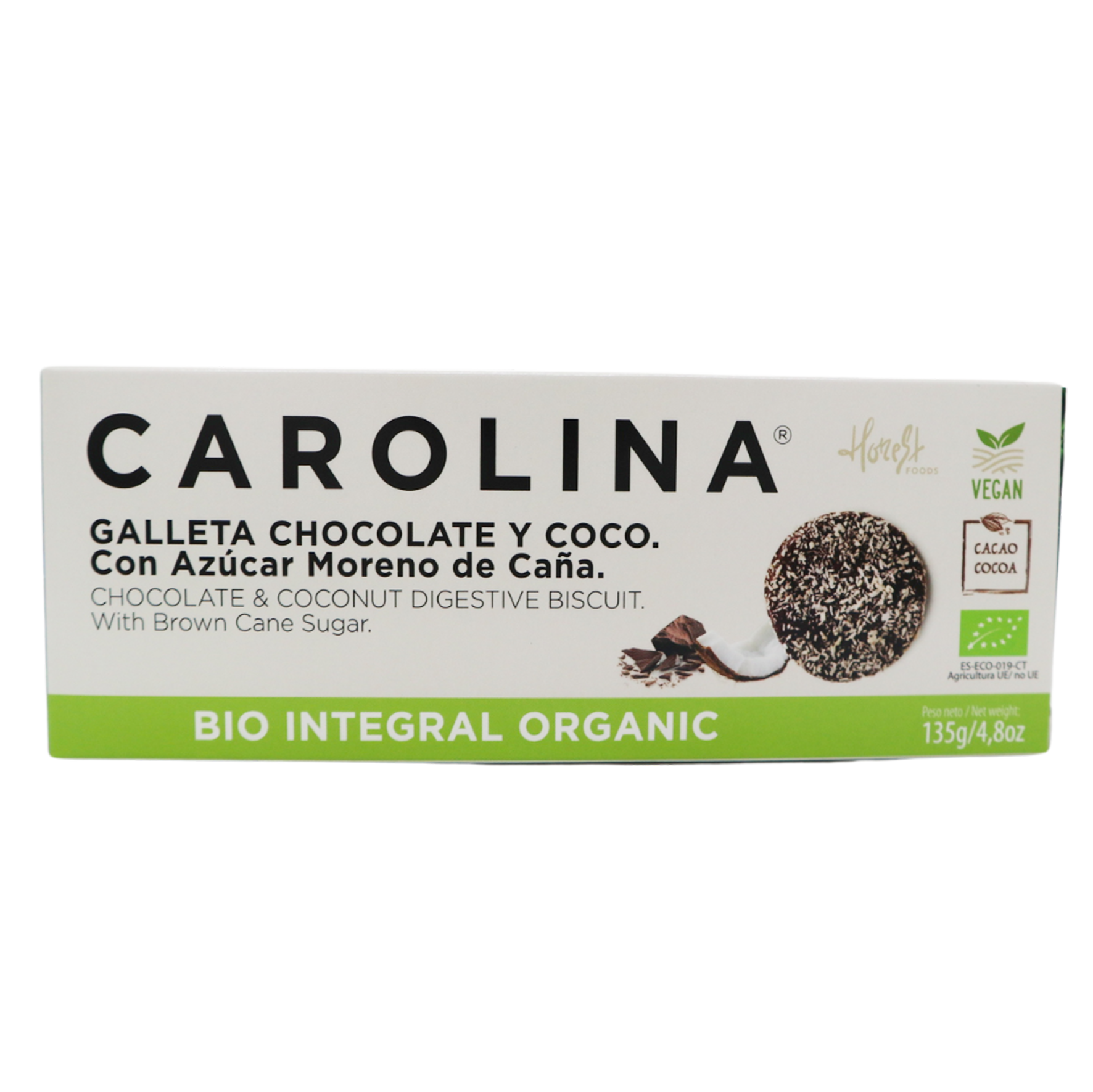 Galleta Integral Digestive Chocolate y Coco Bio 135g Carolina