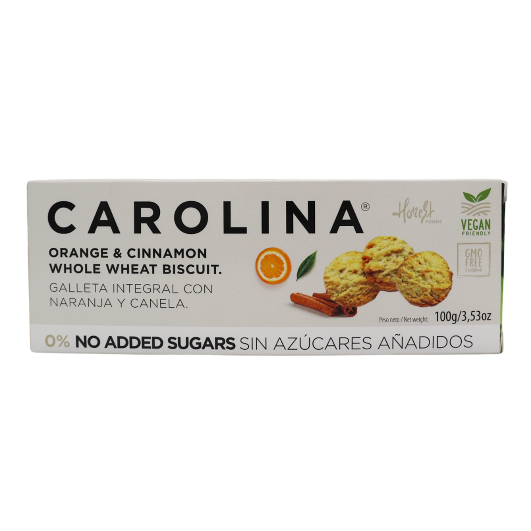 Galleta Integral Naranja y Canela 0% S/Azúcares 100g Carolina