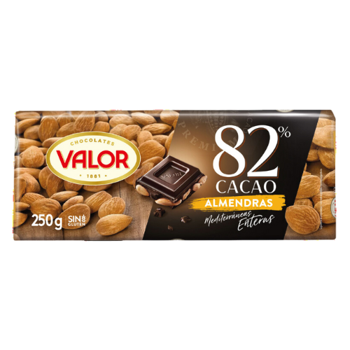 Chocolate Negro con Almendras 82% 250g Valor