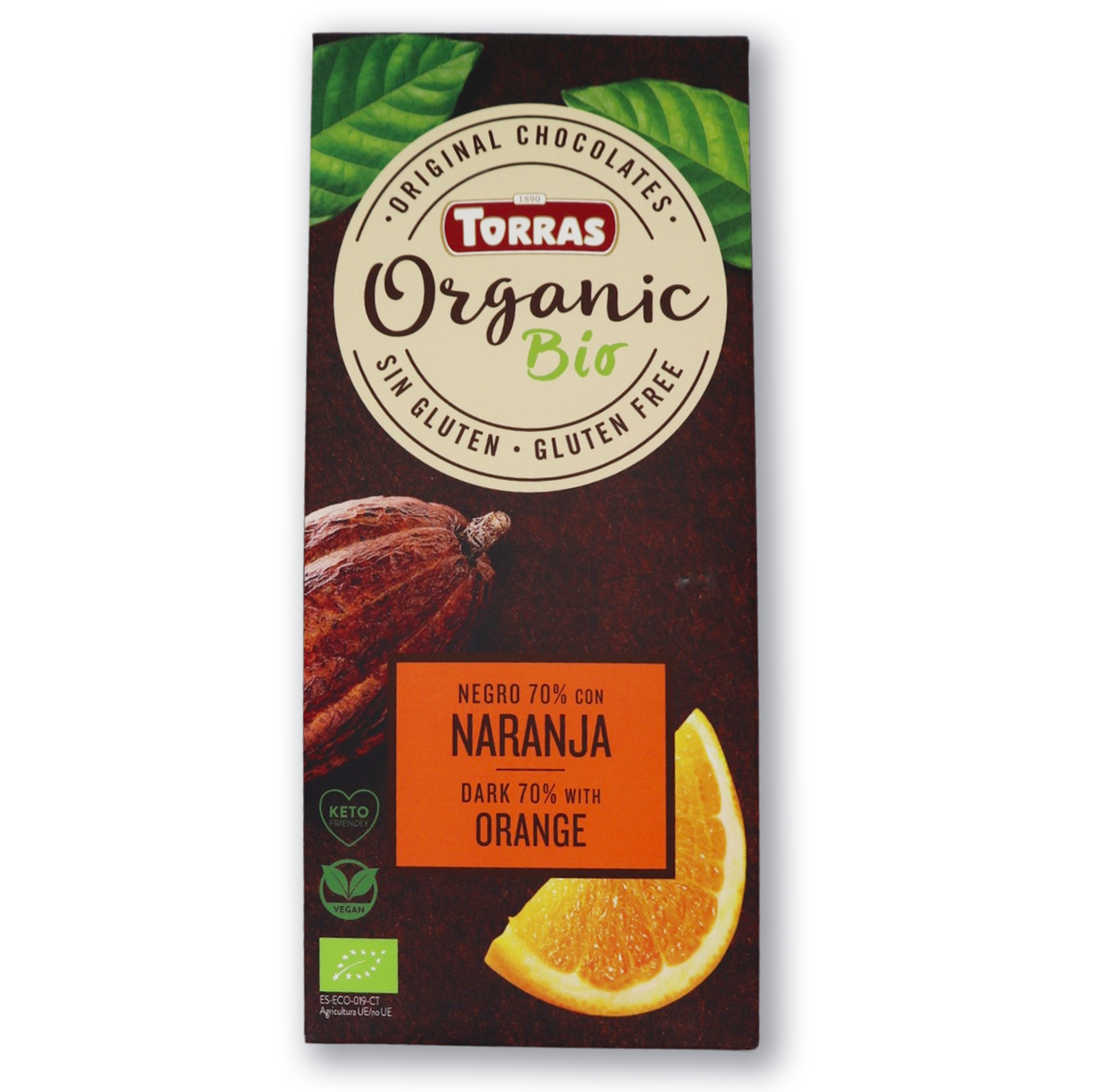 Chocolate Orgánico Negro 70% con Naranja Torras